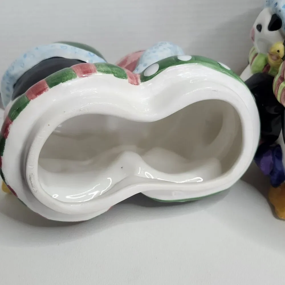 Holiday Penguin Family Ceramic Cookie Jar Christmas Mercuries  12